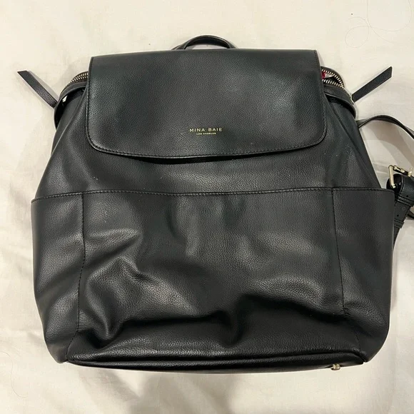Mina Baie Black Vegan Leather Backpack Stevie Backpack Vegan Full main image 4